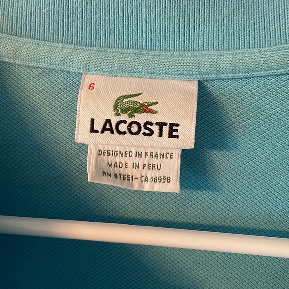 Mens Lacoste polo size 6 light teal blue - Picture 2 of 6